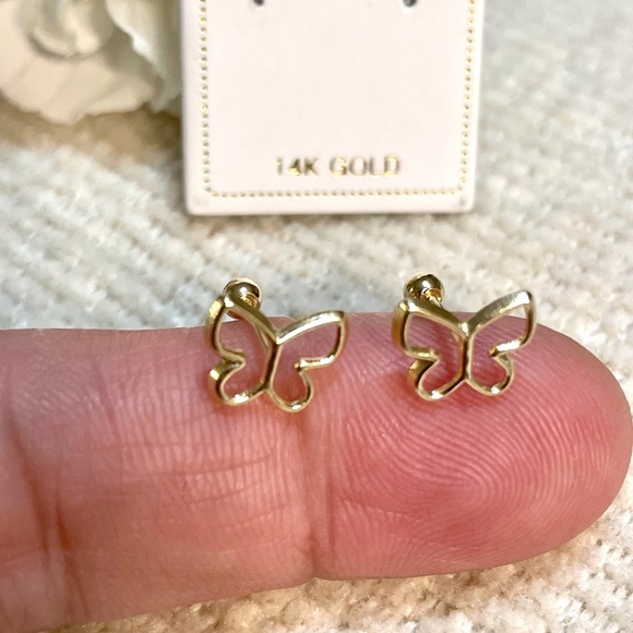 Solid Yellow Gold 14 Karat Butterly 12x14mm Earring - Picture 5 of 6